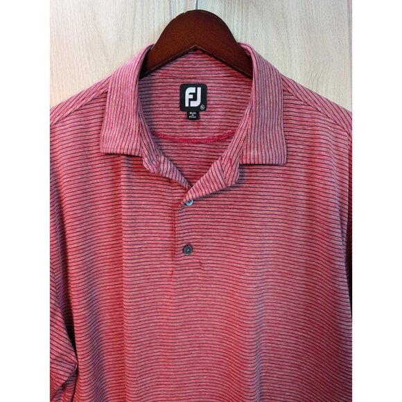 Footjoy FJ Polo Shirt Men's XL Extra Large Red Stripe Golf Performance Athletic - Picture 2 of 6